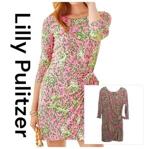 LILLY PULITZER Blaise 3/4 Sleeve Romper Dress in Rousseau Pink Mane Character En